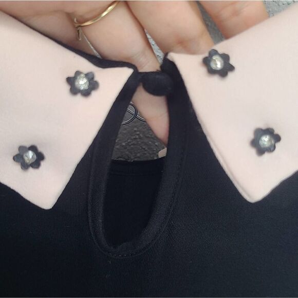 NWT ELLE Sleeveless Vintage Style Black Rayon Blouse Size XS - Picture 4 of 6